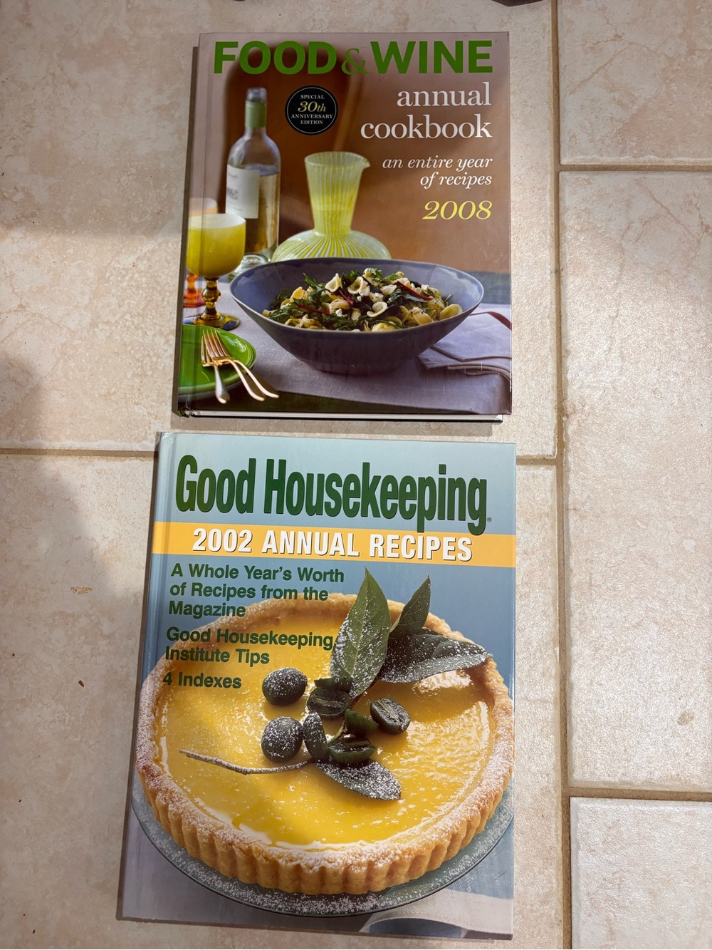 Pair of Food and Wine and Good Housekeeping Hardcover Cookbooks